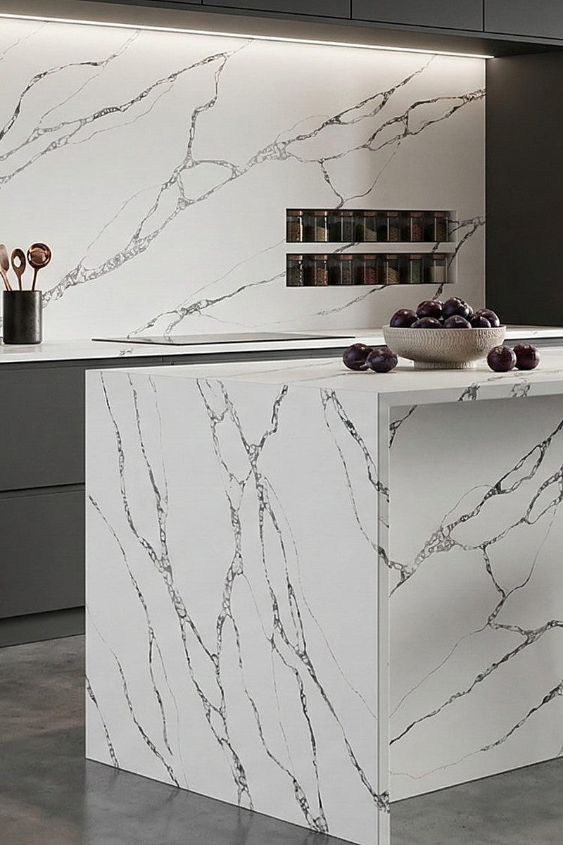 Venetian Black Quartz countertops in a kitchen