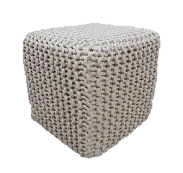 Chicklet Cotton Knitted Cube Pouf Ottoman Footstool 15x15x15 - Cabinet Sales Center