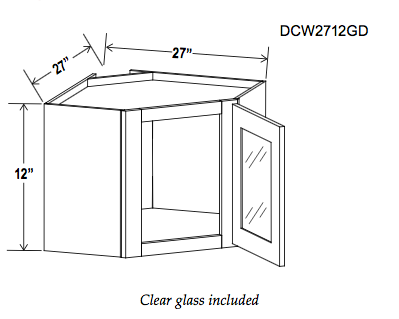 27" Width Wall Diagonal Glass Door Cabinets - Ultimate - Cabinet Sales Center