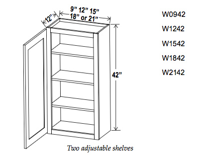 42" High Single Door Wall Cabinets - Ultimate - Cabinet Sales Center