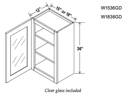 36 wall cabinet with deals glass doors