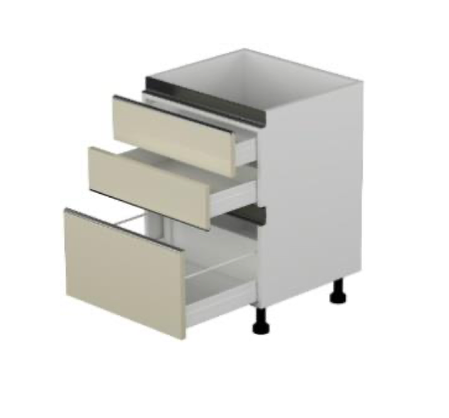 Vanity 3-Drawer Base Cabinet - Modern Gola Line - Cabinet Sales Center